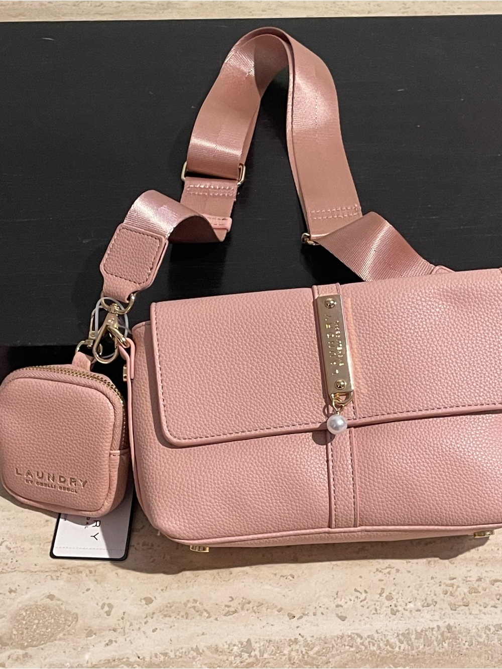 Laundry By Shelli Segal Blush Pink Crossbody Bag with Detachable Pouch